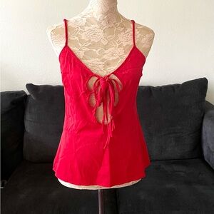 NWT Pretty Little Things Sexy Red Lace-Up Cami Blouse